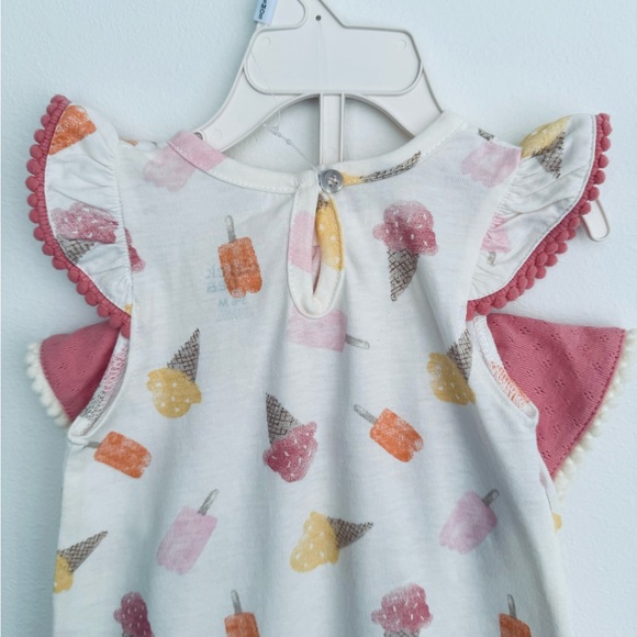 Chick Pea 2 Piece Set Rompers Summer Pink/Ice Cream Cones Size 3-6 Months NWT - Picture 9 of 15